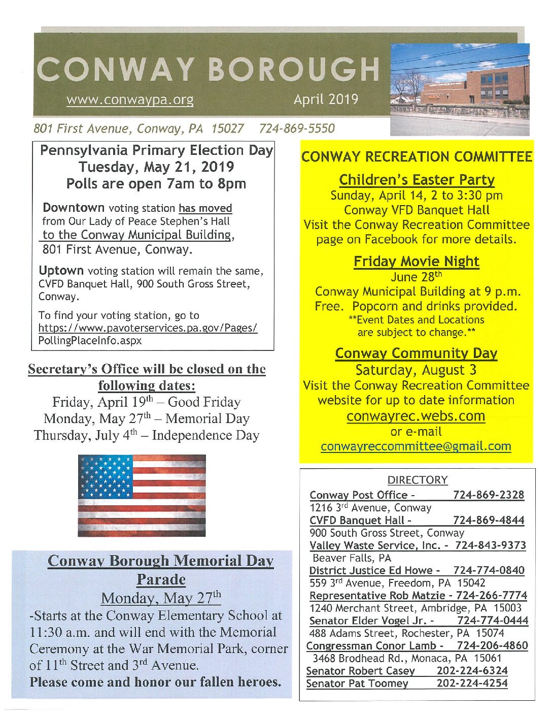 Thumbnail of the first page of 'April 2019 Newsletter'