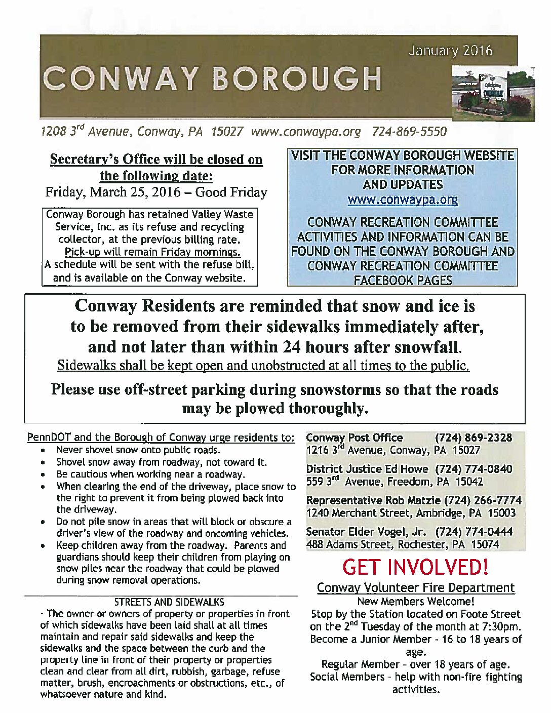 Thumbnail of the first page of 'January 2016 Newsletter'