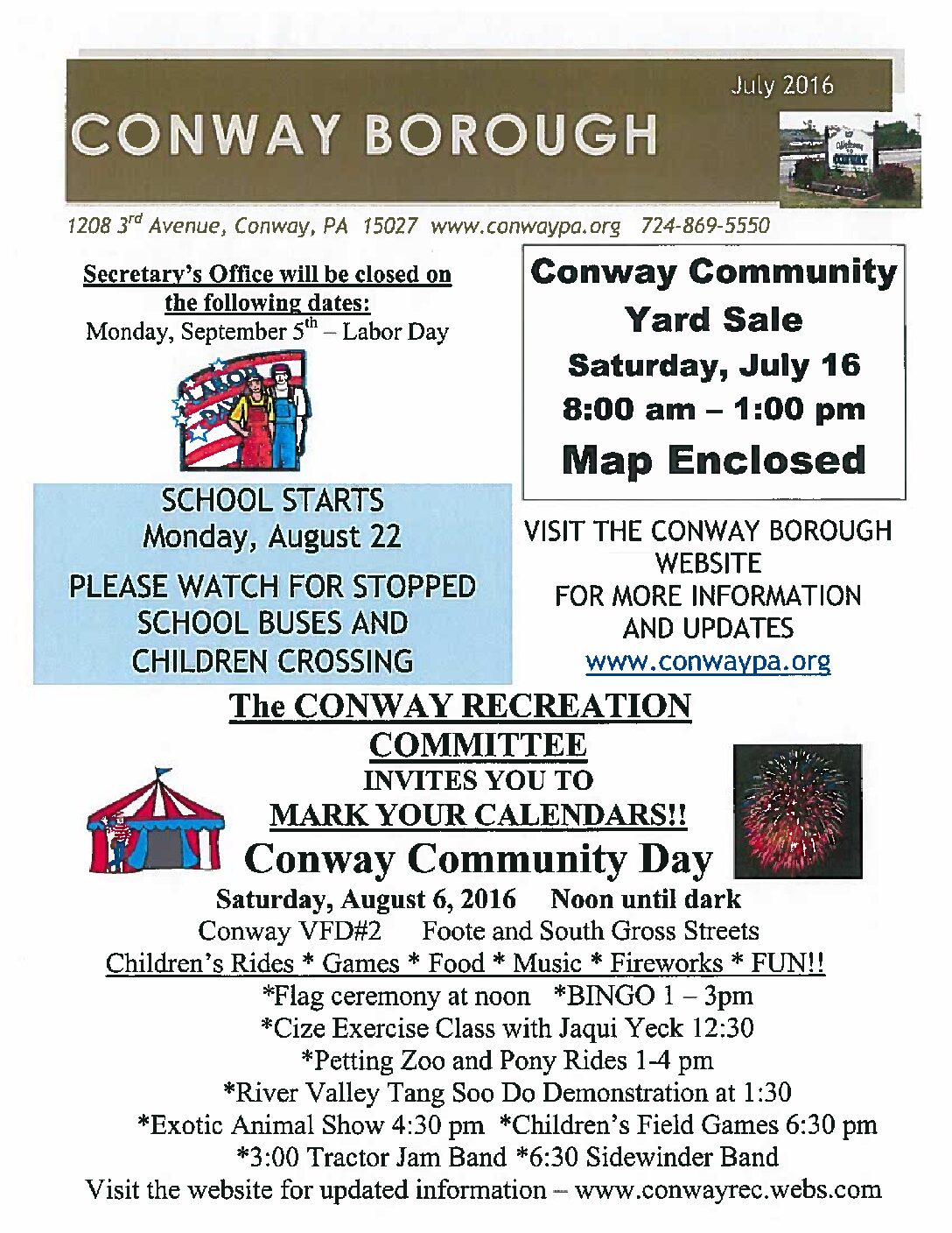 Thumbnail of the first page of 'July 2016 Newsletter'