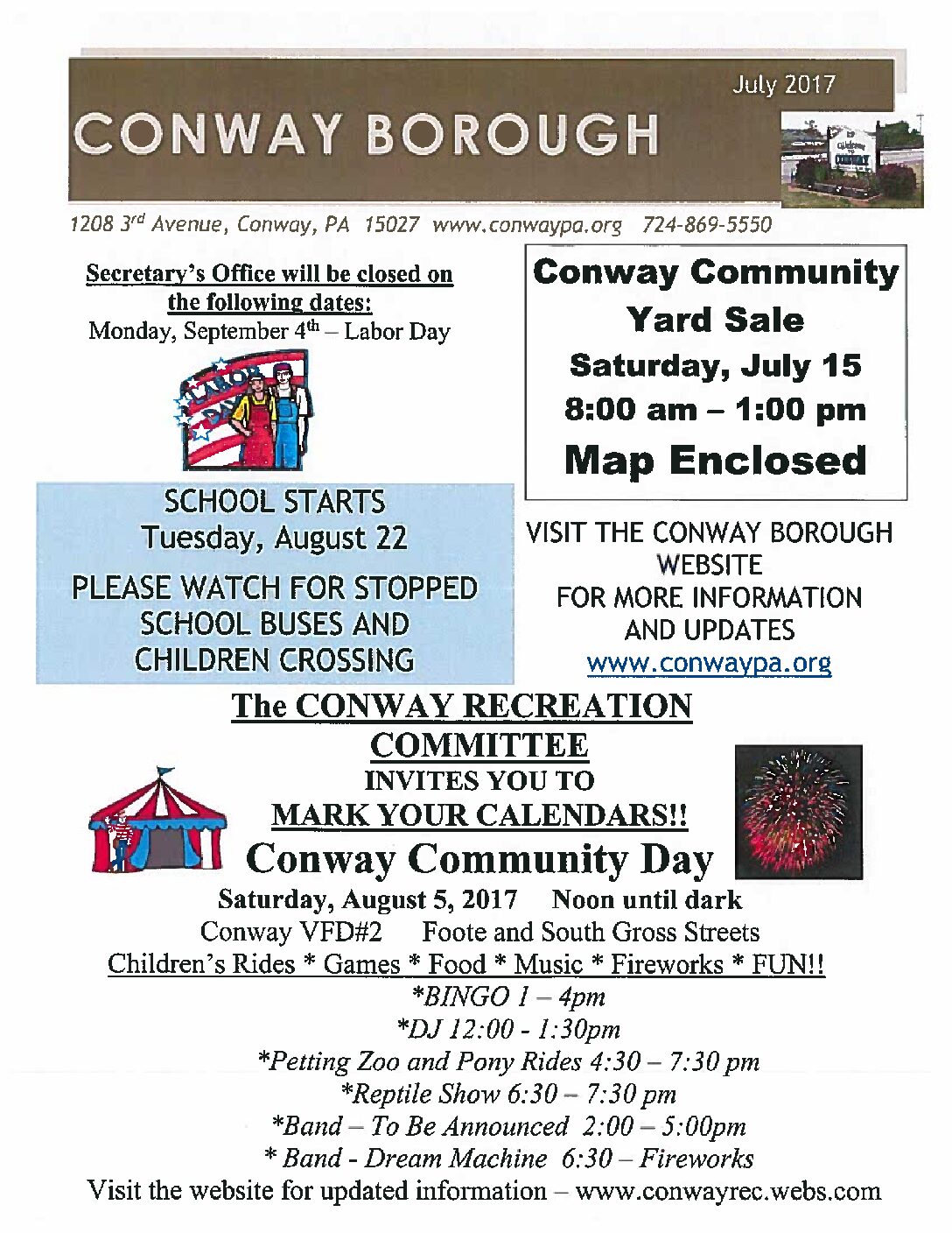 Thumbnail of the first page of 'July 2017 Newsletter'