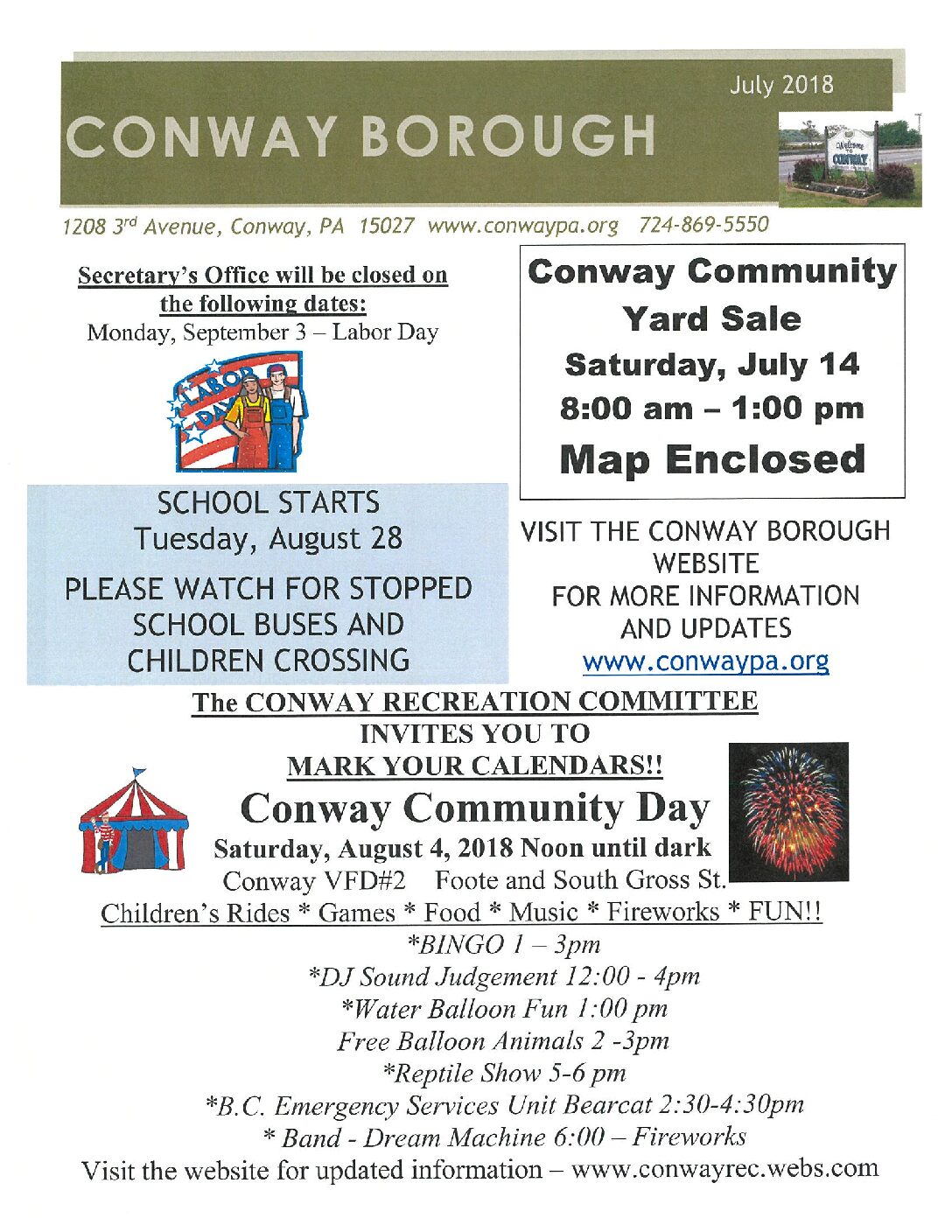 Thumbnail of the first page of 'July 2018 Newsletter'