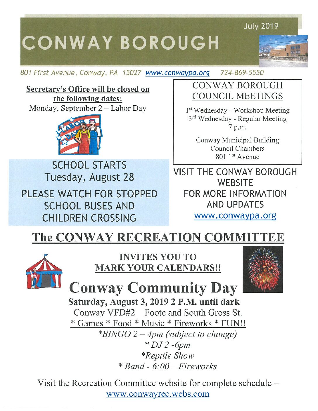 Thumbnail of the first page of 'July 2019 Newsletter'