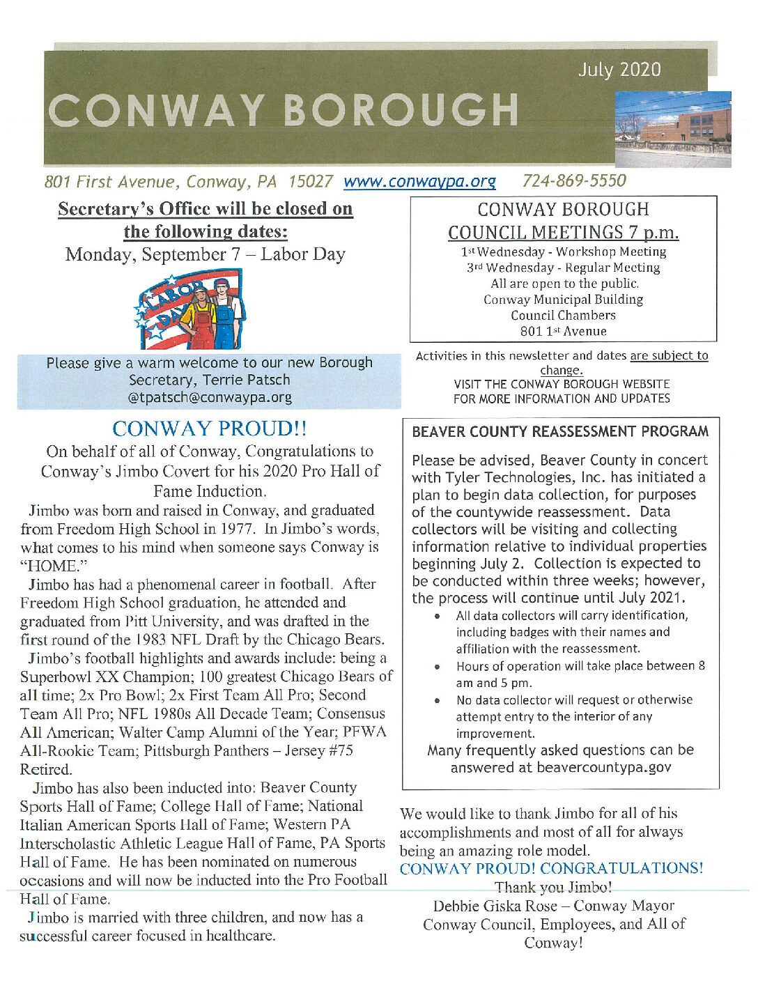 Thumbnail of the first page of 'July 2020 Newsletter'