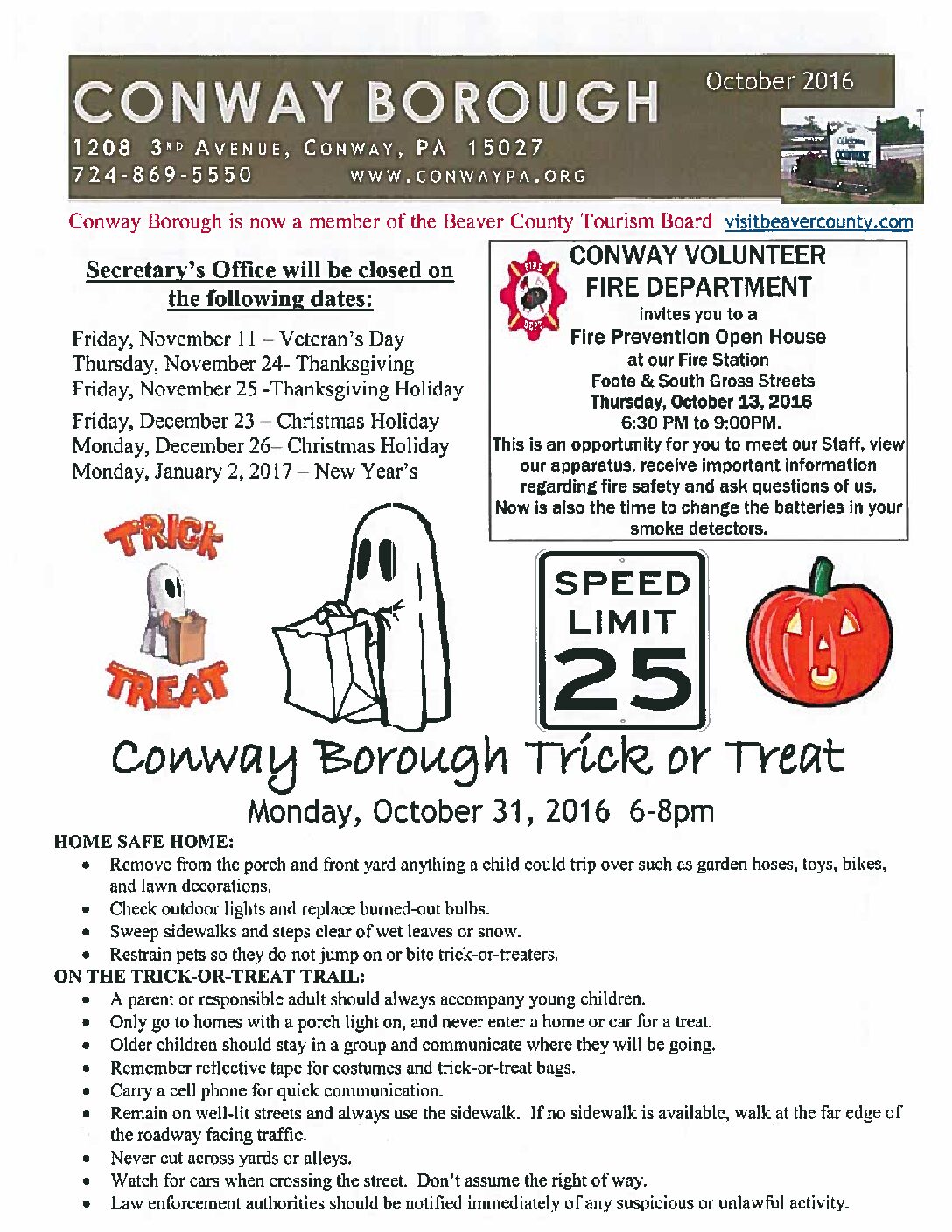 Thumbnail of the first page of 'October 2016 Newsletter'