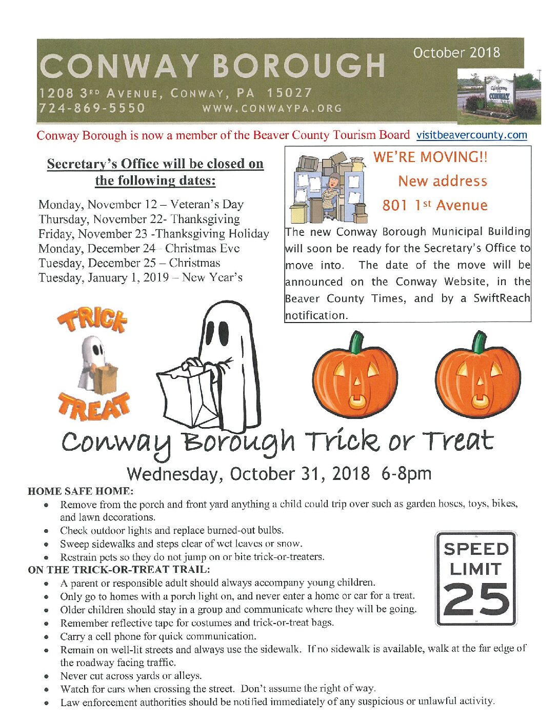 Thumbnail of the first page of 'October 2018 Newsletter'