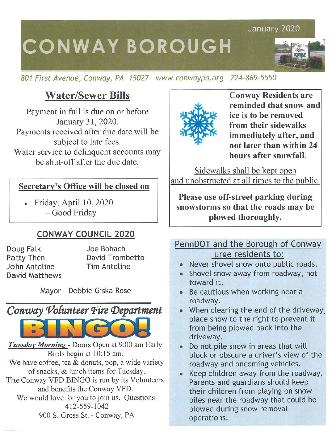 Thumbnail of the first page of 'January 2020 Newsletter'