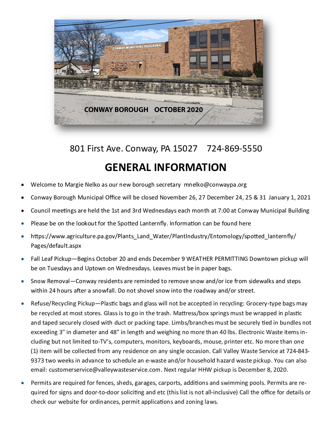 Thumbnail of the first page of 'October 2020 Newsletter'